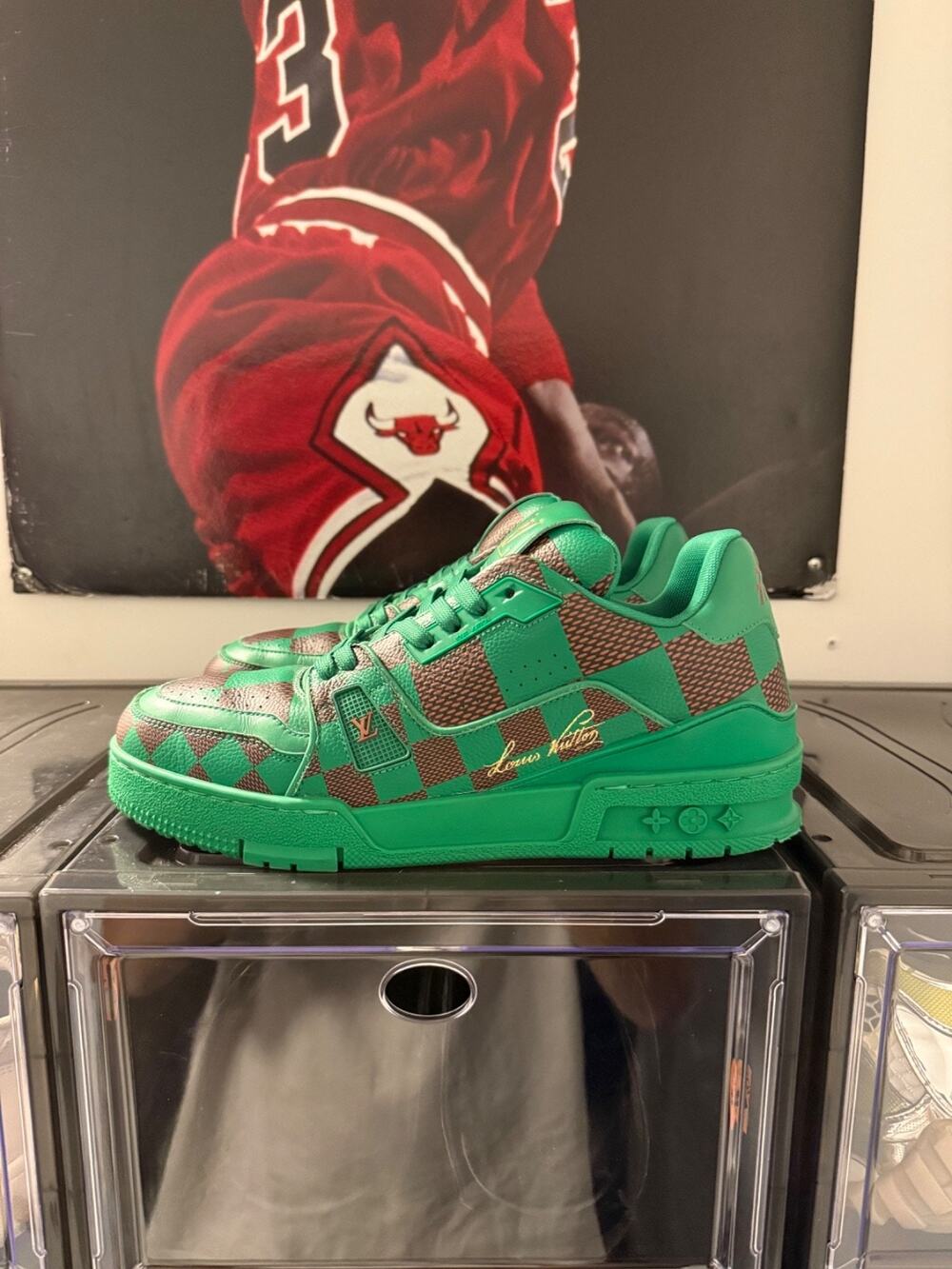 Louis Vuitton LV Trainer Damier Pop Green Brown UK 6.5 US 8 Pharrell Era